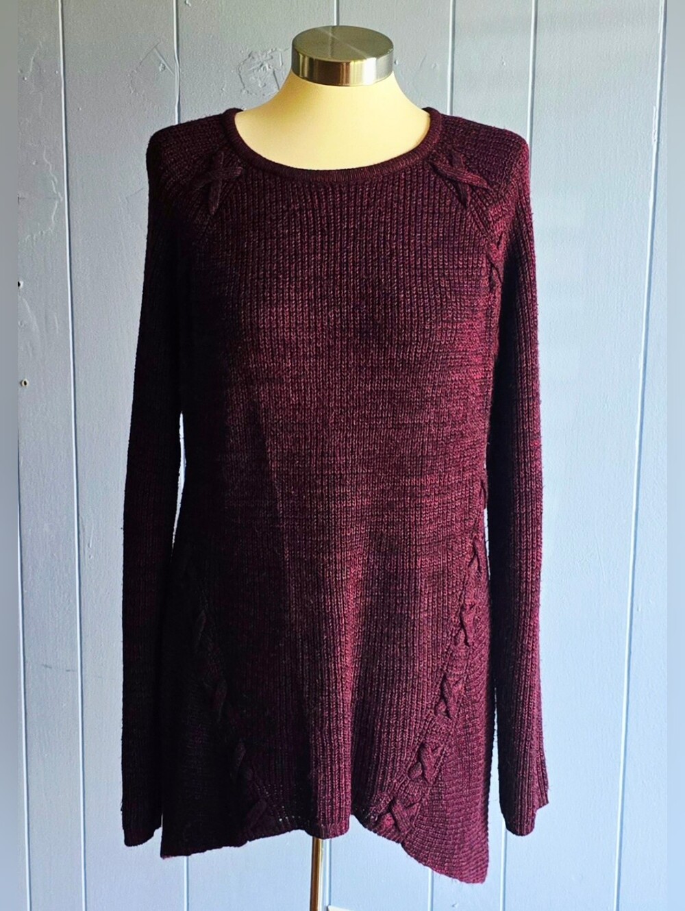 ana A NEW APPROACH Womens Ribbed Knit Sweater A Diamond Or Braided Details